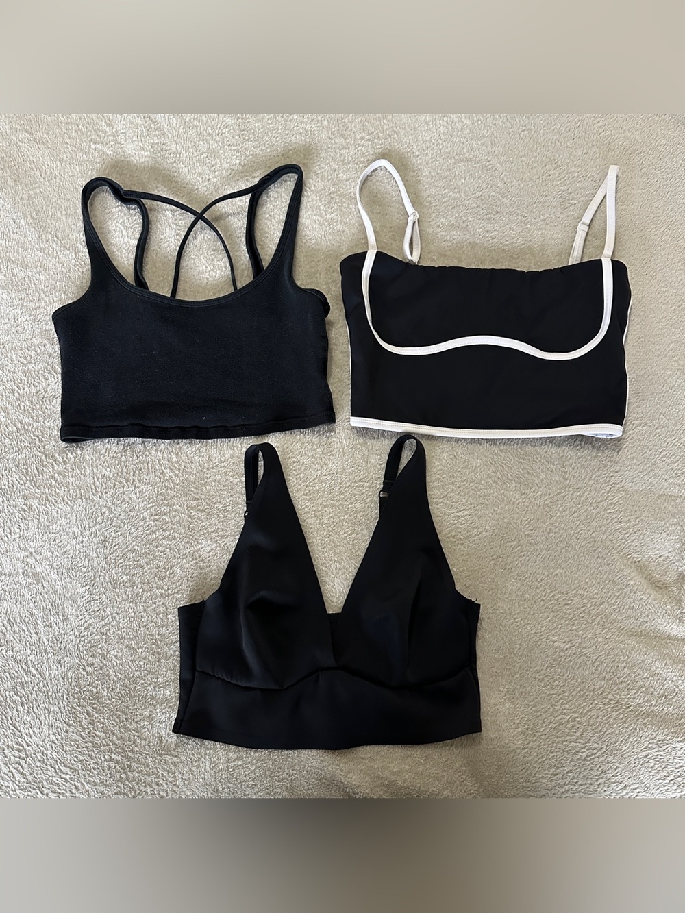 Set of Three Bundle Black Cropped Tank Top